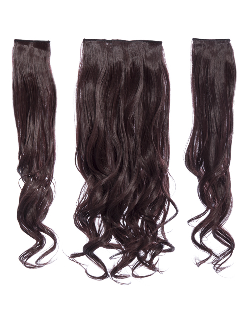 Three Pieces Curly Clip in Extension Heat Resistance Synthetic Hair- G846C/G3C - Plum for Extensions 99J
