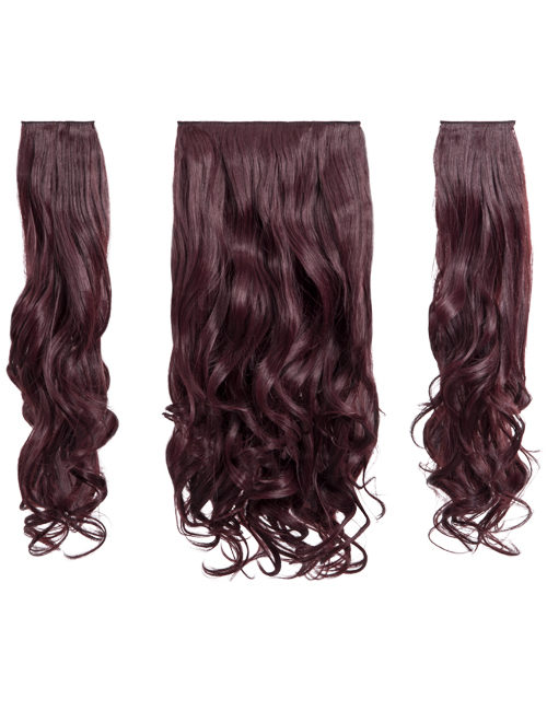 Three Pieces Curly Clip in Extension Heat Resistance Synthetic Hair- G846C/G3C - Dark Burgundy 110