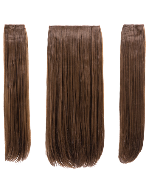 Coloured Straight clip in extensions heat resistant synthetic hair