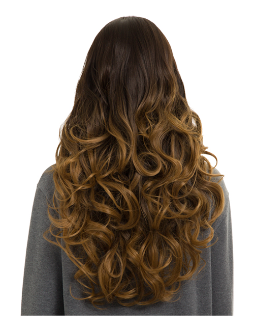 Ombre Long Curly Middle Parting Full Head Wig